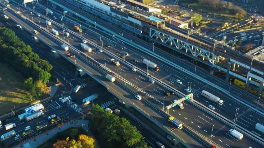 Modern highway aerial view. Tokyo, Japan. Royalty-Free Stock Footage #1079111069