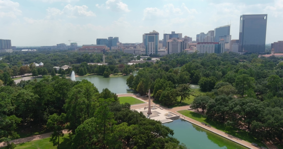 Aerial view of Hermann Park district in Houston, Texas