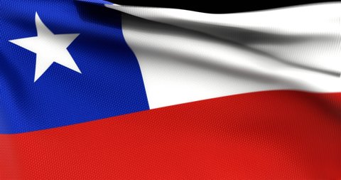Flag of Chile Waving 3D Animation Close up, 4K UHD 60 FPS 