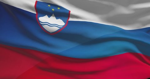 Slovenia national flag footage. Slovenian waving country flag on wind