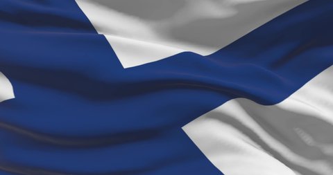 Finland national flag footage. Finnish waving country flag on wind
