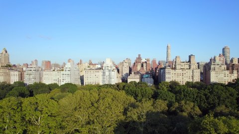 September 2021 - 4K aerial of Manhattan from Central Park, NYC, USA