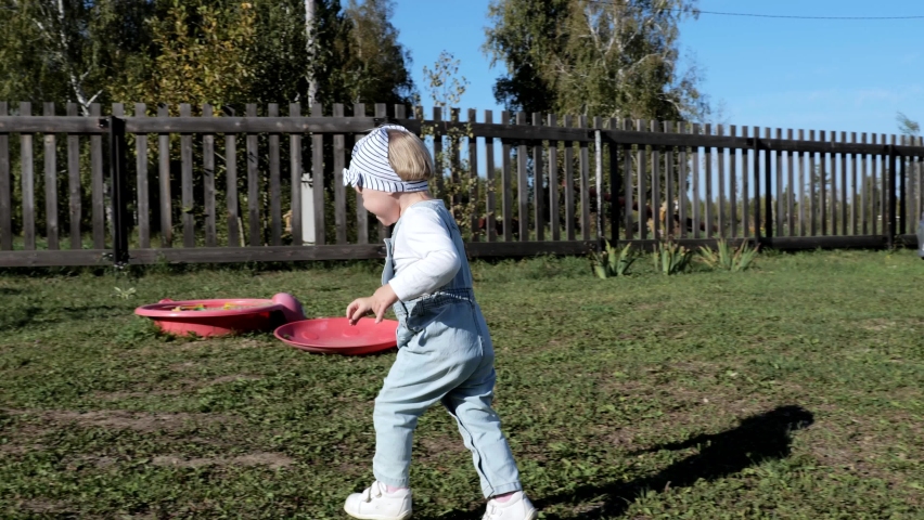 Cute girl child running to play