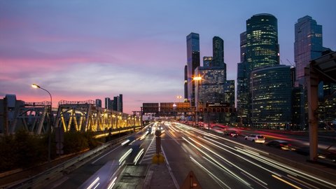 Time lapse of traffic in Moscow, Russia