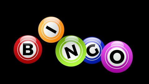 Bingo lottery, background, lucky balls and numbers of lotto. Animated illustration on black background
