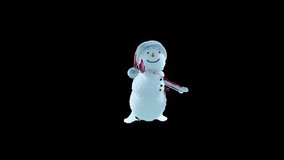 Merry christmas and happy new year, 3d rendering, Snowman,  Animation Loop, cartoon, included in the end of the clip with Luma matte. - Powered by Shutterstock - Get 15% off with code: PIKWIZARD15