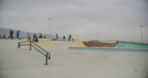 A skateboarders tries to ollie a gap at The Suli Skate Park. This skateboard park is one of the first in Iraqi Kurdistan and is only three hours outside of Erbil City.