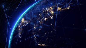 Asian Cities at Night. Modern Business and Technology Concept. View from Space Satellite. Beautiful view of Earth.  - Powered by Shutterstock - Get 15% off with code: PIKWIZARD15