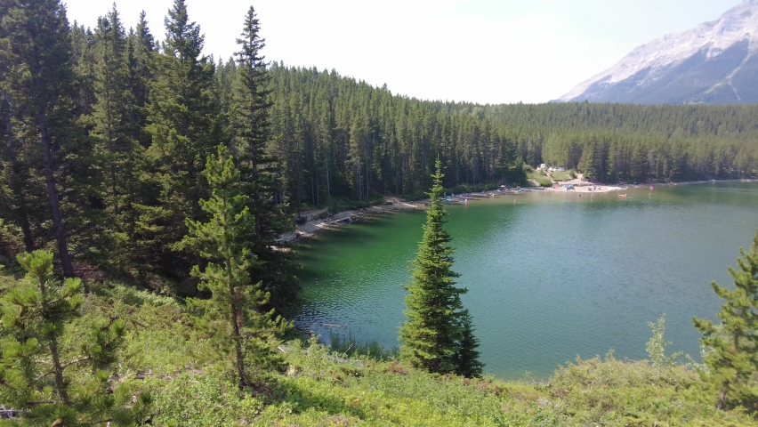 Chinook Allison Lake near Crowsnest Pass, Alberta, Canada. Chinook Lake is one of the most popular campgrounds in the Crowsnest Pass area