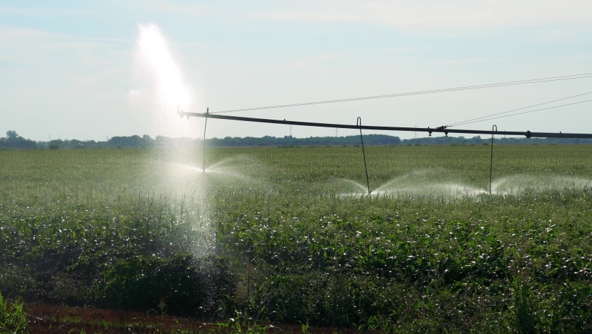 modern agriculture in israel-View of Large irrigation sprinklers ...