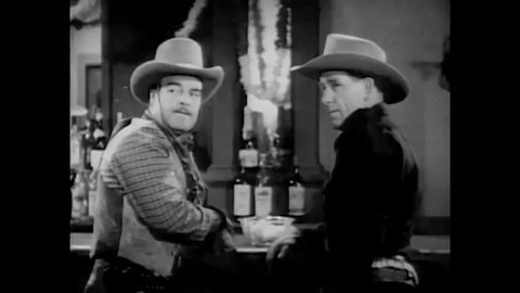 CIRCA 1944 - In this western film, a bar fight starts when one man throws an egg at the face of another.