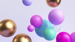 3d animation 4K. Abstract background with colorful balls falling down and jumping. Festive pink blue gold balloons - Powered by Shutterstock - Get 15% off with code: PIKWIZARD15