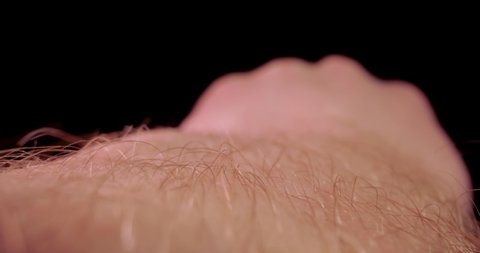 Arm skin and hair camera motion with wide angle macro probe lens giving unique perspective