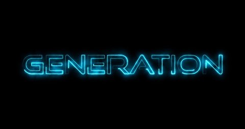 blue color neon light effect animation text of next generation abstract 4k footage clip