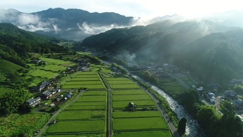 Aerial view of the countryside with fields