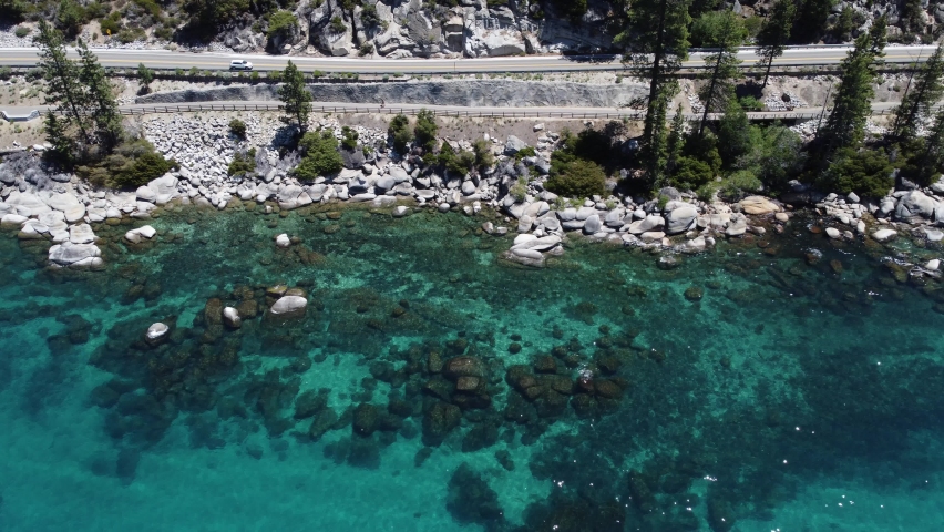Wonderful lake shore of Lake Tahoe in a sunny day