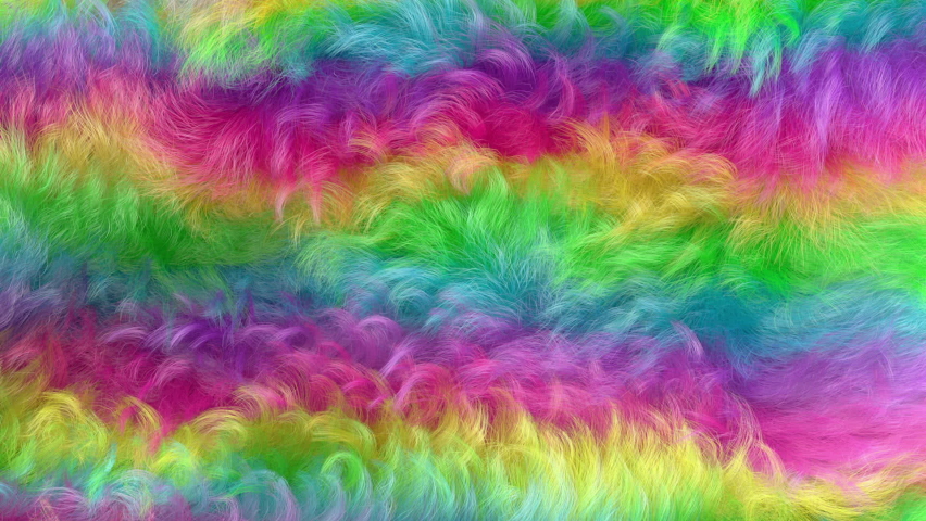 Rainbow, curly, waving fur background, 3D generated. Royalty-Free Stock Footage #1079245292