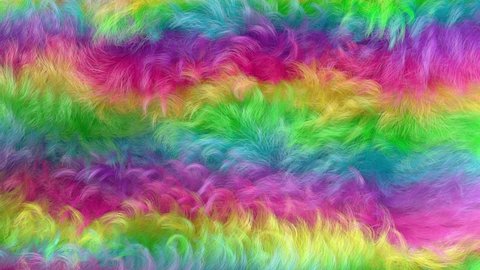 Rainbow, curly, waving fur background, 3D generated.