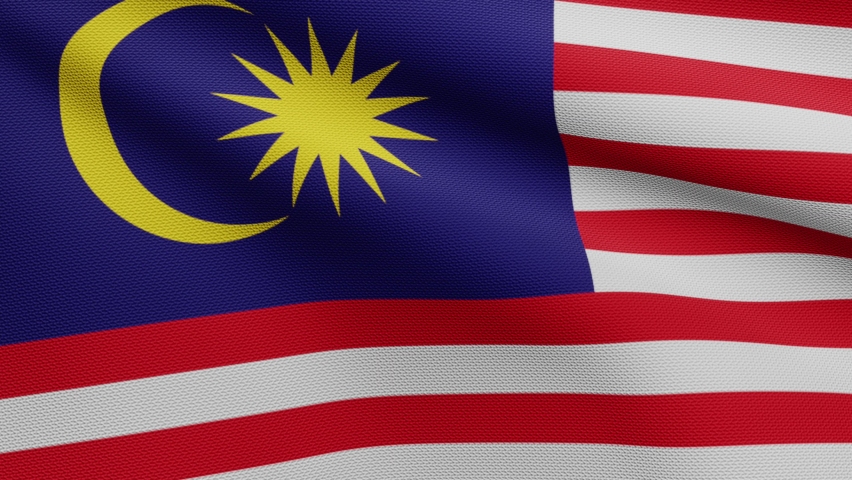 3d, malaysian flag waving in the wind. close up of malaysia banner blowing,  soft and smooth silk. cloth fabric texture ensign background. use it for  national day and country occasions concept.