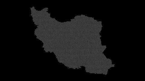 Iran map from particles, dots. Digital silhouette. Abstract animation background.
