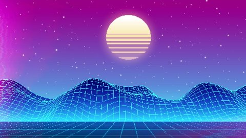 Synthwave background - glitch pixel art