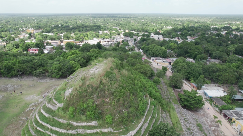 Drone view of Kinich Kakmo pyramid in izamal