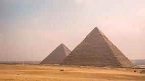Time Lapse of Pyramids of Giza in Egypt