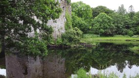 Aerial video of Carrigadrohid castle in County Cork, Ireland