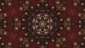 Abstract colorful kaleidoscope ornament. Dynamic ethnic motion graphics of multicolor shapes and patterns emitting from the center. Hypnotic motion. Symmetrical fractal design looped animation