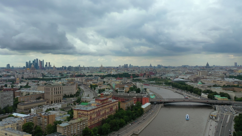 panorama of Moscow, river Moskva, kremlin
