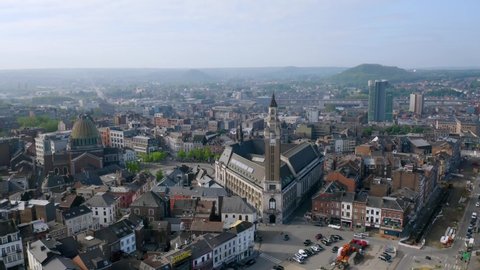 Charleroi, Berlgium - June 2021: Panoramic view over the Old town of Charleroi