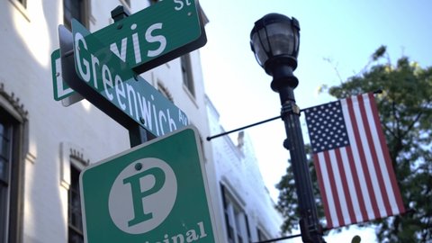 GREENWICH, CT, USA - SEPTEMBER 11, 2021: Street sign located at Greenwich Avenue