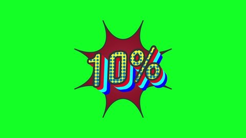 animated 10 percent on green and black screen suitable for sale online shop banner billboard etc