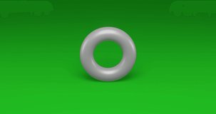Animation of rotation of a white torus Simple and complex rotation. Seamless looped 4k animation on green chroma key background