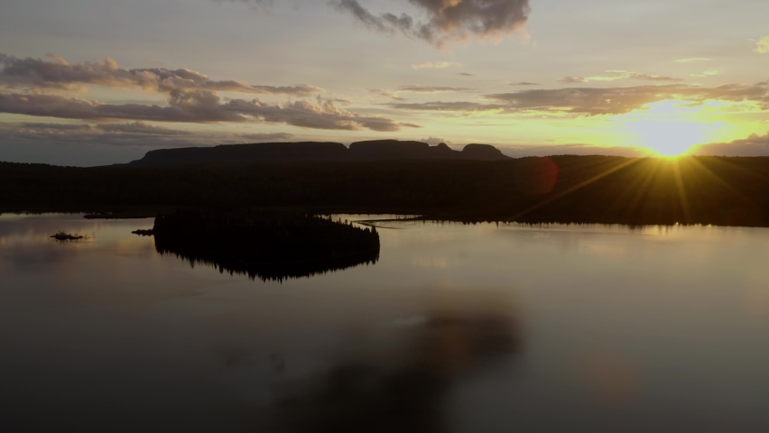 Aerial shot above Sleeping Giant Provincial Park in Northern Ontario.