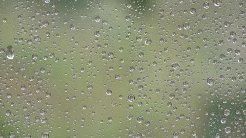 Summer Torrential Rain, Raining, Rain Drops on Window, Hailstone Stormy, Rainy Day, Hail, Ice Storm on Glass, Sad Weather