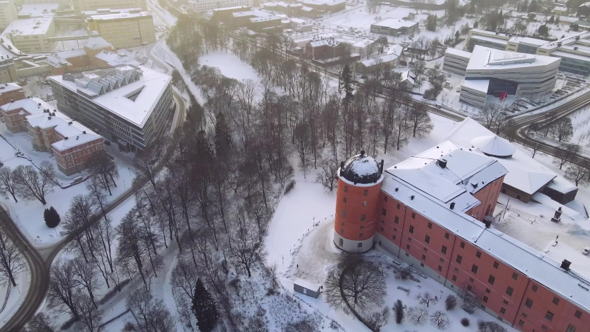 Uppsala Castle in Winter by Drone