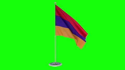 Armenia 3D Looping Illustration of small flag pole on Chroma Key background