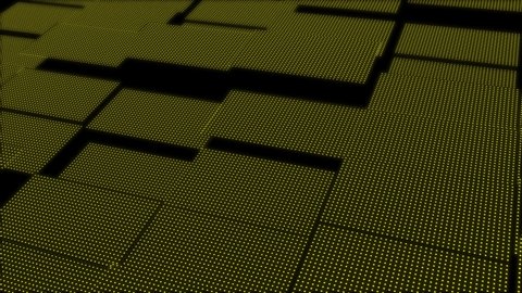 3D Abstract yellow cubes loop. Video game VJ isometric geometric mosaic waves pattern. Abstract geometric digital background with random motion cubes. Modern minimalistic concept. Looped 3d animation
