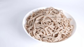 Soba buckwheat noodles cold, close up video clip