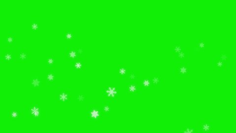 4K animation of falling snowflakes (green background for chroma key use)	