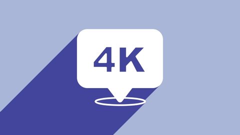 White 4k Ultra HD icon isolated on purple background. 4K Video motion graphic animation.