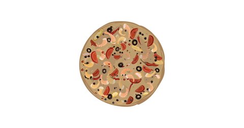 The pizza with shrimps, 4k animation