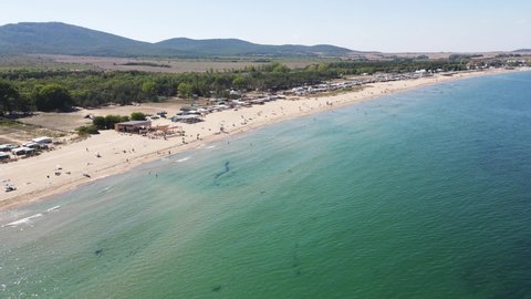 Aerial view of Gradina (Garden) Beach near town of Sozopol, Burgas Region, Bulgaria 