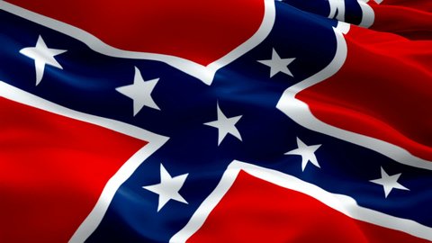 Rebel flag. Confederate States of America flags. American Civil War National 3d Rebel Union flag waving. Sign of Confederate army. USA flag HD resolution Background 1080p. Union Civil War Closeup 1080