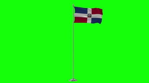 Dominican Republic 3D Illustration Of The Waving flag On a Pole With Chroma key