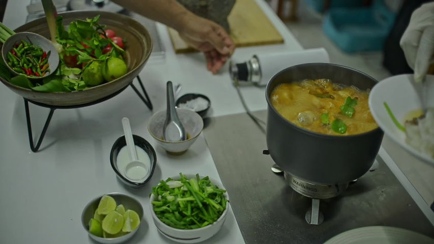 Tom Yum Kung is rich in flavor from Thai herbs that are very useful. Hot and spice Thai soup