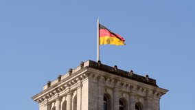 German Flag Flying in Wind. High quality video