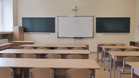 Empty Modern Classroom, Lecture Hall in School, College, University