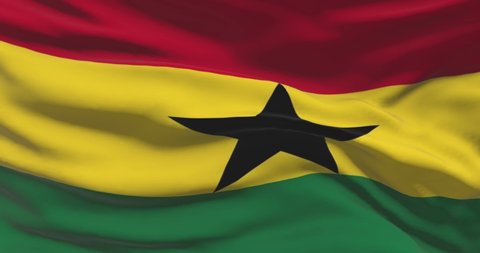 Ghanaian national flag footage. Ghana waving country flag on wind